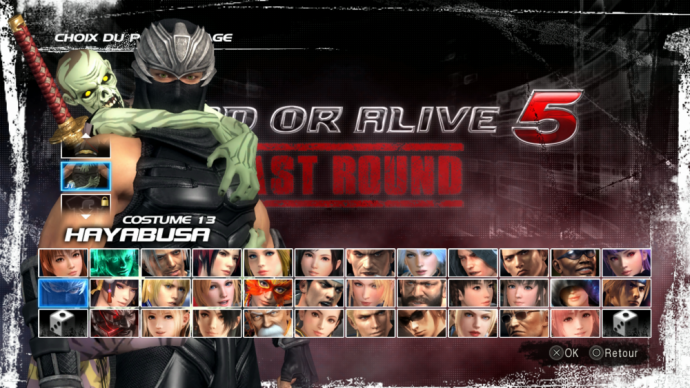 Dead or Alive 5 Last Round écran personnages