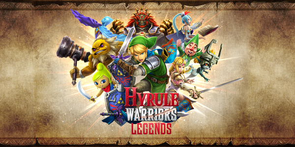 Link entouré des protagonistes d'Hyrule Warriors: Legends