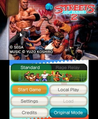 3D Streets of Rage II menu principal