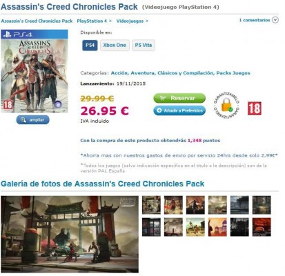 Assassin's Creed Chronicles Pack, une version boîte ?