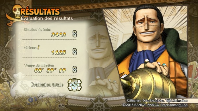 One Piece Pirate Warriors 3 écran résultats Crocodile