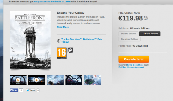 Star Wars Battlefront Deluxe edition sur PC