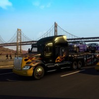 Camion noir avec des flammes dans American Truck Simullator