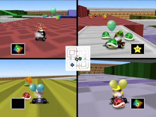 Le mode Battle avec les ballons dans Mario Kart 64