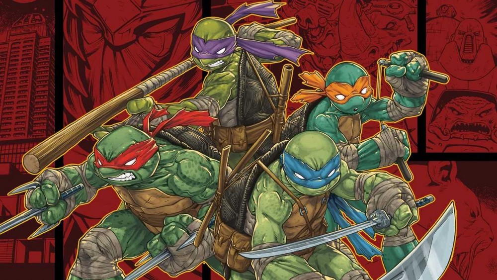 TMNT: Mutants in Manhattan artwork présentant les 4 tortues ninjas