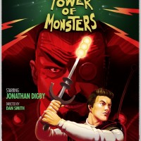 The Deadly Tower of Monsters affiche avec Jonathan Digby qui tient une arme comme un sabre