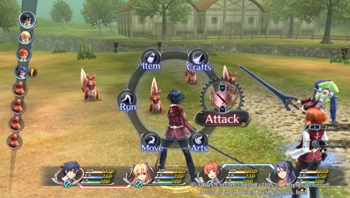 The Legend of Heroes Trails of Cold Steel écran de combat Rean choisit son action