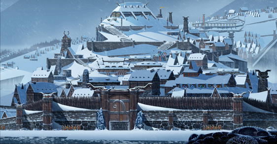 Une cité médiévale de The Banner Saga