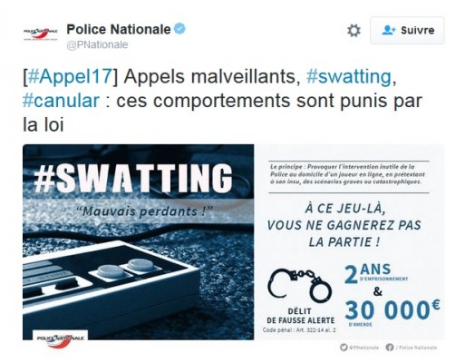 Swatting Tweet Police Nationale