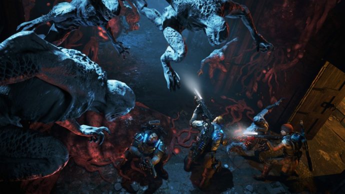 Gears of War 4 locustes attaquent groupe de héros