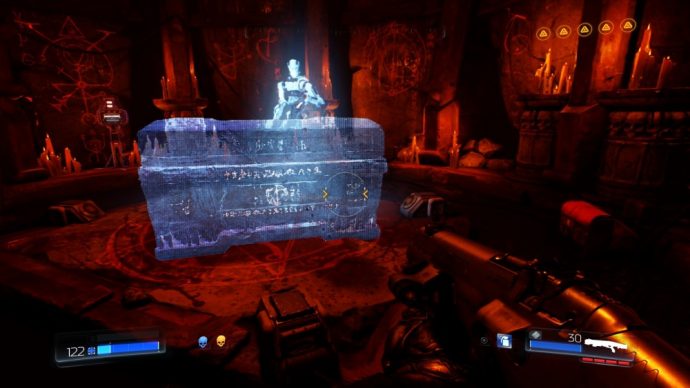 DOOM sarcophage hologramme