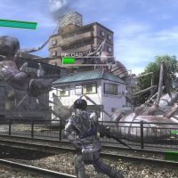 Earth Defense Force 4.1 ranger et fourmis sur voie ferrée 