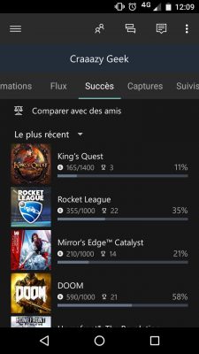 Appli mobile Xbox Succès