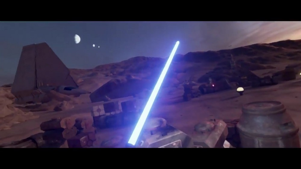 Star Wars Trials on Tatooine sabre laser bleu