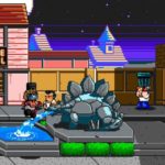 River City Ransom: Underground statue dinosaure