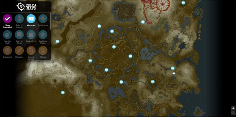 The Legend of Zelda: Breath of the wild emplacement mémoires