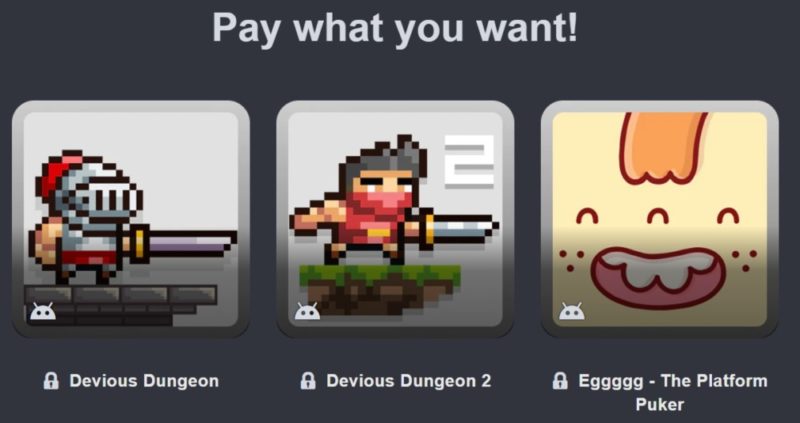 Humble Mobile Bundle Epic Platformers palier 1 Devious Dungeon 1 et 2 et Eggggg