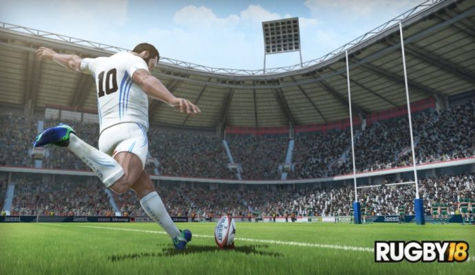 Un joueur tire un essai sur RUGBY 18