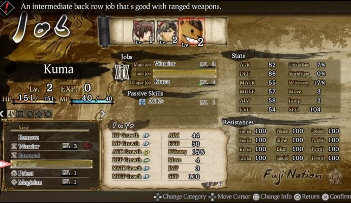 God Wars: Future Past menus