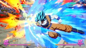 Dragon Ball FighterZ Goku casse une bouche