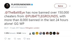 player unknown's battlegrounds tweet triche