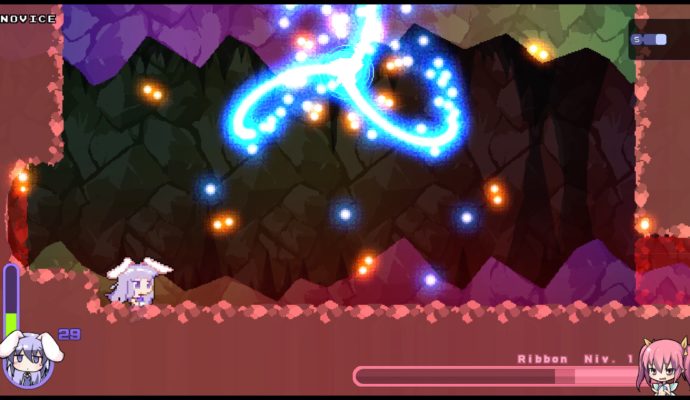 Test Rabi-Ribi - combat de boss dans la caverne aux cristaux