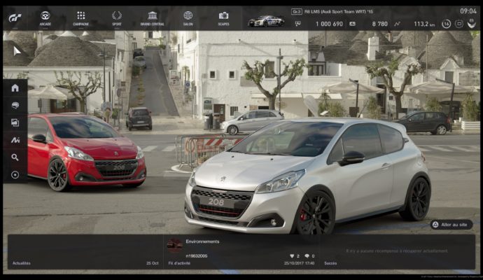 Test Gran Turismo Sport - écran accueil