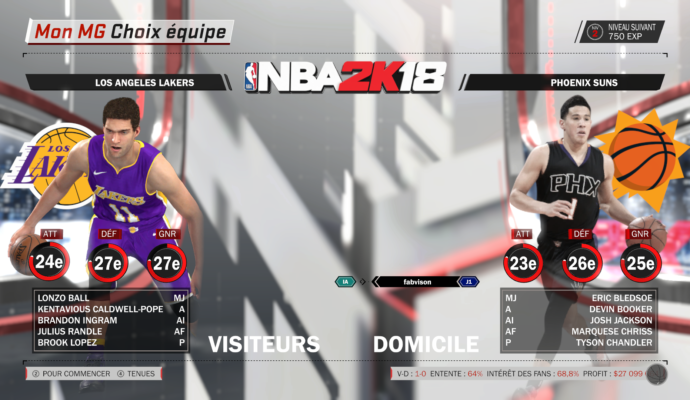 NBA 2K18 - lobby de match