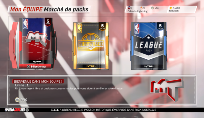 NBA 2K18 - achat de paquets