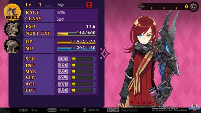 Demon Gaze II menu