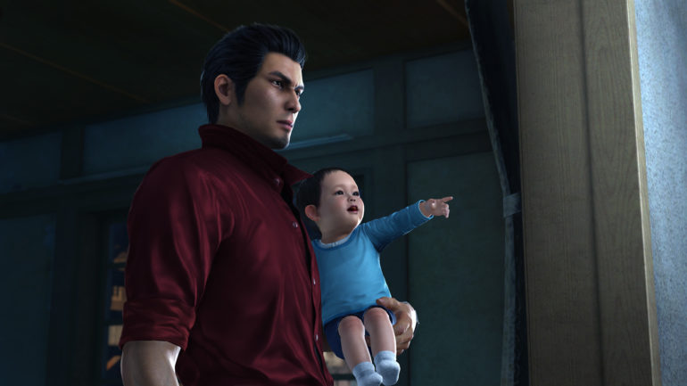 Yakuza 6: The Song of Life Kiryu fait du babysitting