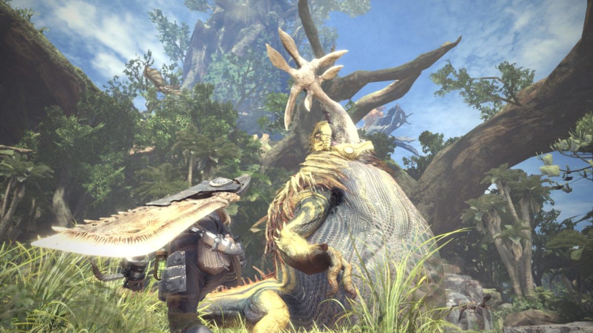 Monster Hunter: World - Le grand Jaggras mange un Aptonoth