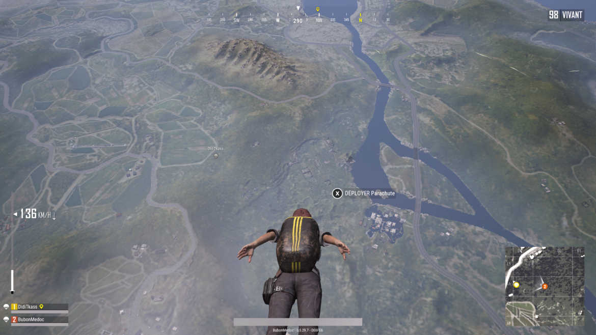 PlayerUnknown’s Battlegrounds saut en parachute