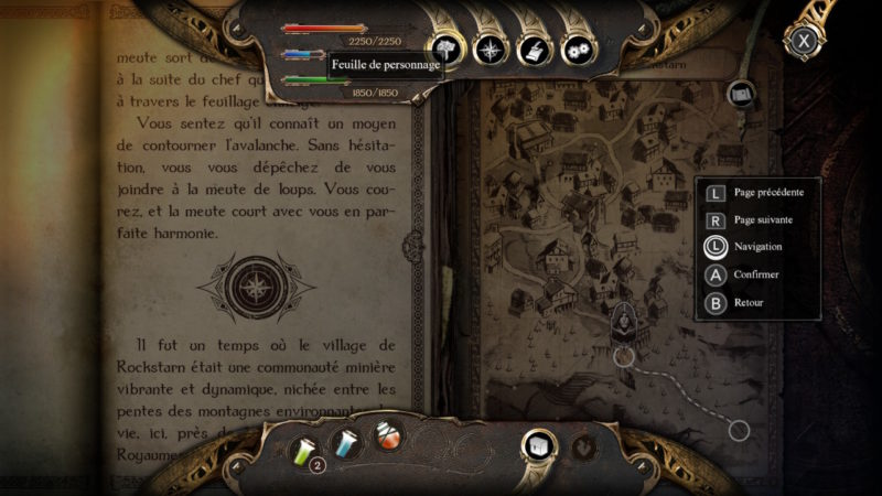 Joe Dever's Lone Wolf - les menus