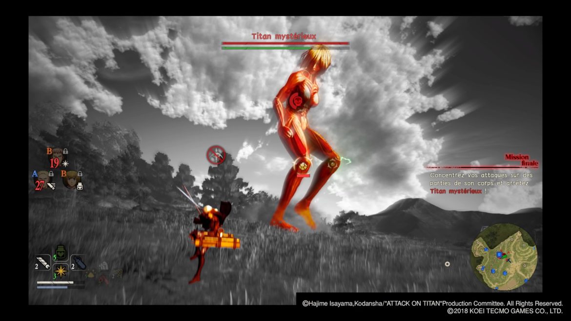 Attack on Titan 2 combat contre Titan féminin