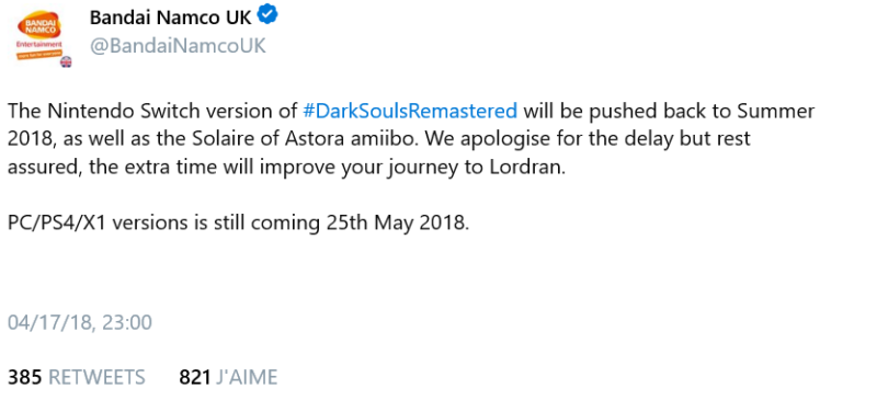 Dark Souls Remastered - Rapport sur le report