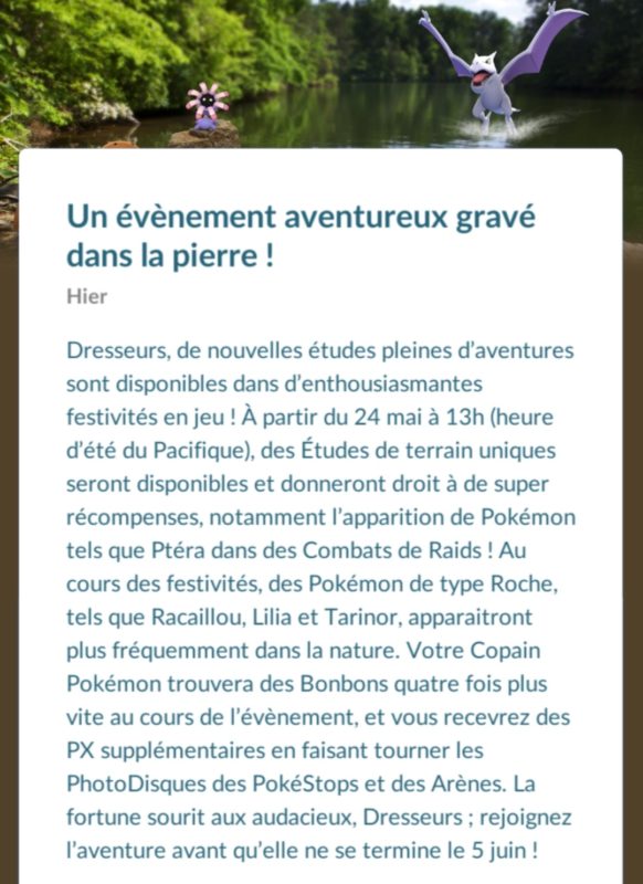 Pokémon GO - annonce semaine aventure