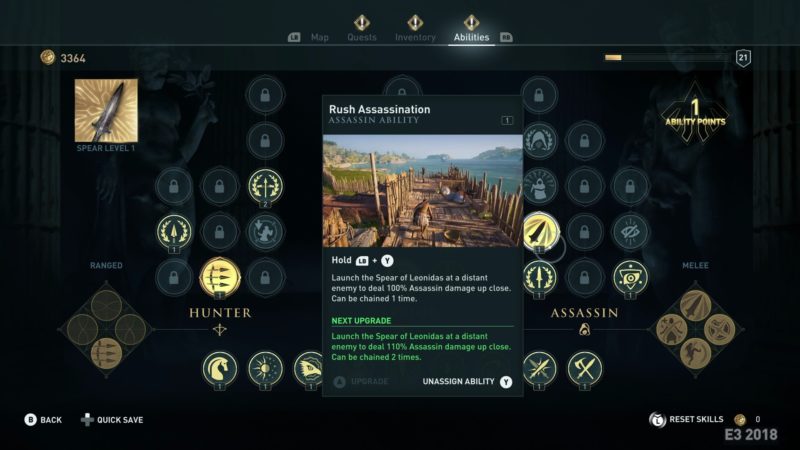 Assassins Creed Odyssey arbre de compétences