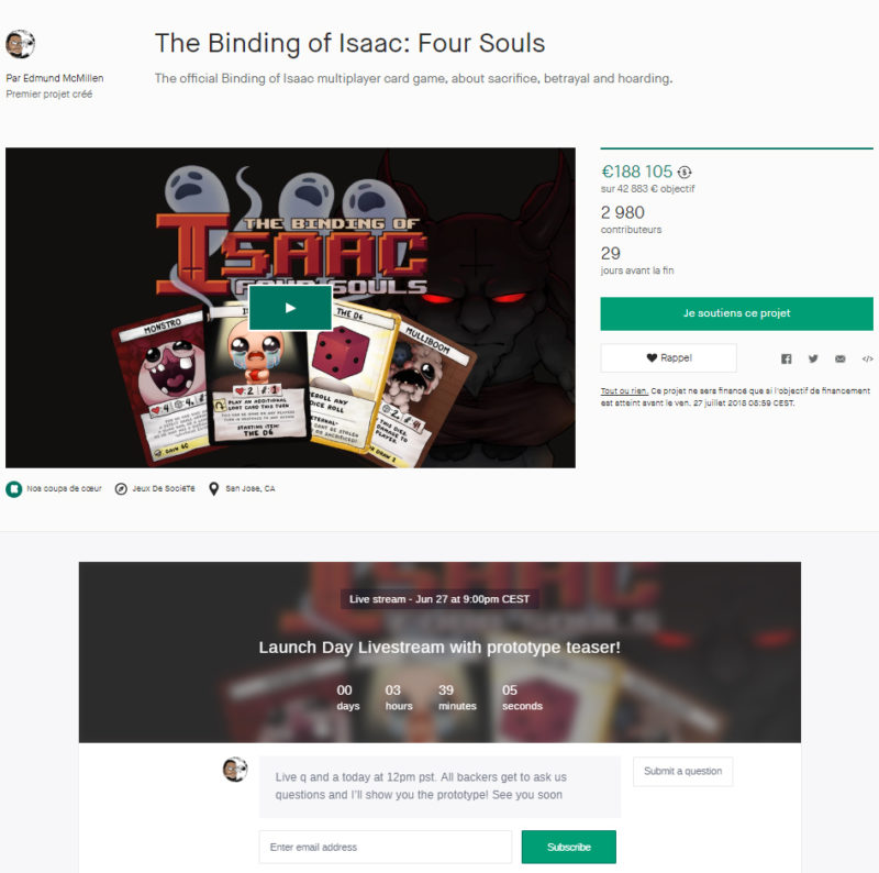 The Binding of Isaac: Four Souls Kickstarter