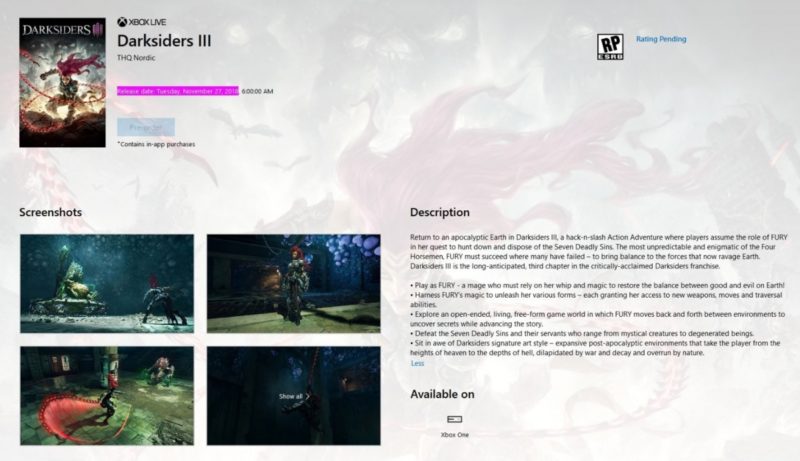 Darksiders 3 - Infos Microsoft Store