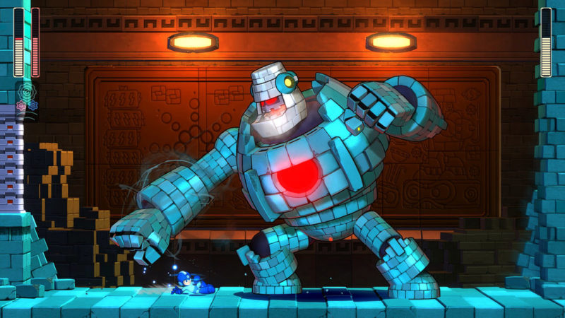 Mega Man 11 combat contre Block Man