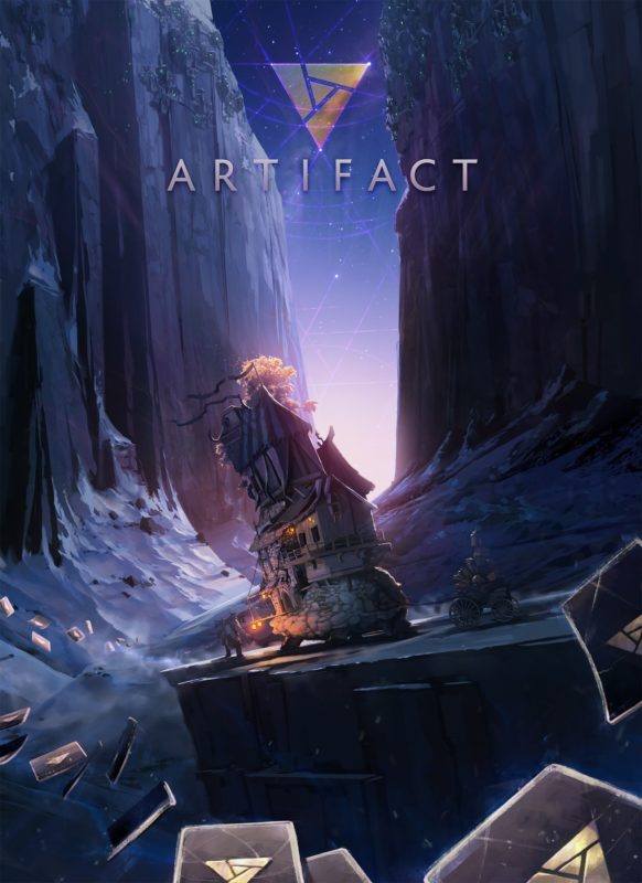 Artifact : paysage et maison avec deux personnages au premier plan