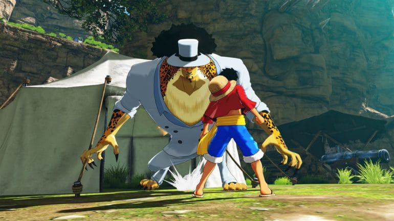 One Piece World Seeker Luffy Rob Lucci pose de combat