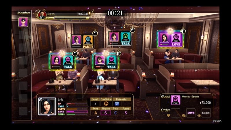 Yakuza Kiwami 2 Mini jeu cabaret