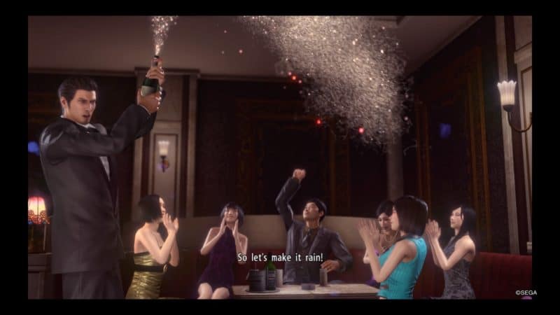 Yakuza Kiwami 2 Kiryu fait péter le champagne