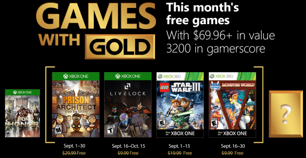 games with gold septembre 2018