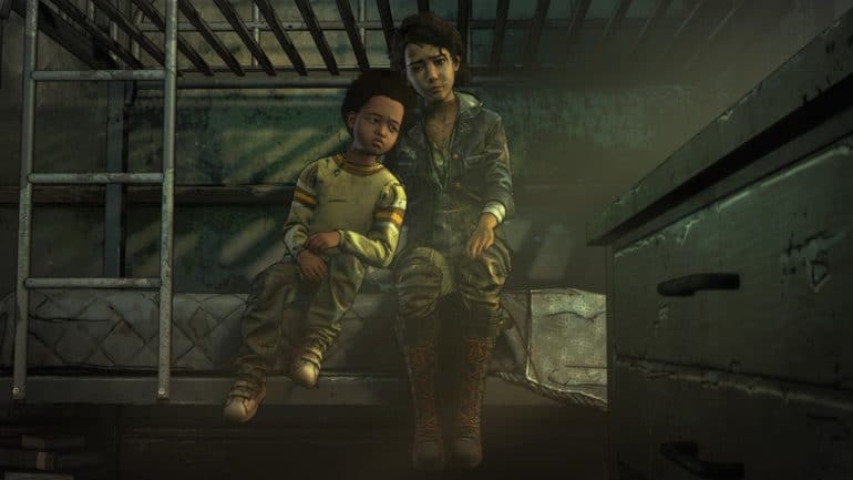 The Walking Dead l'Ultime Saison AJ et Clementine assis