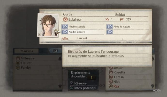 Valkyria Chronicles 4 Affinités soldat