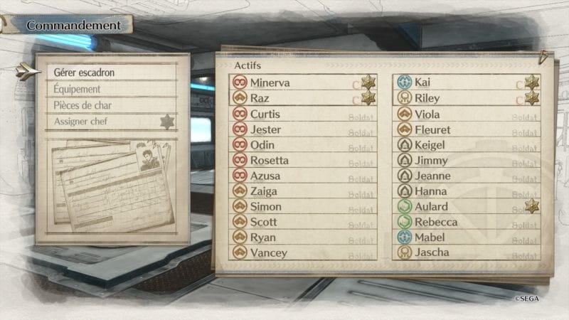 Valkyria Chronicles 4 gestion d'escouade