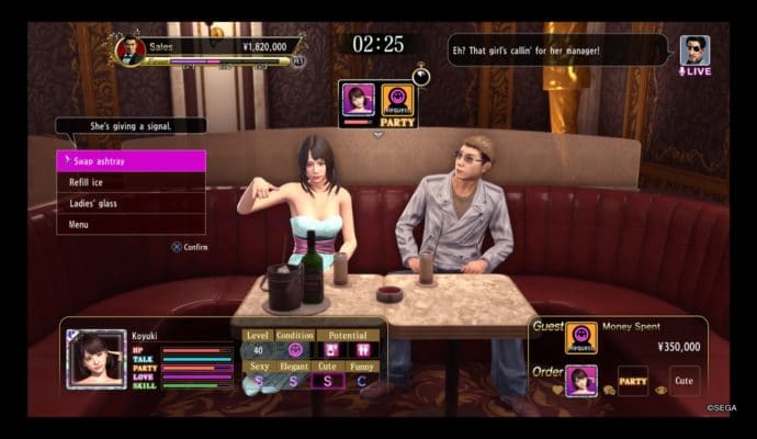 Yakuza Kiwami 2 hôtesse signe 6